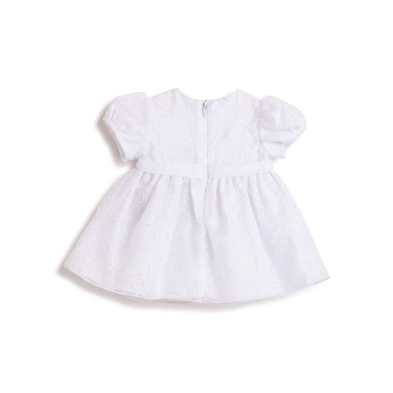Girls White Embroidered Short Sleeve Dress image number 1